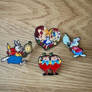 Alice in Wonderland Enamel Pin Set in Reds